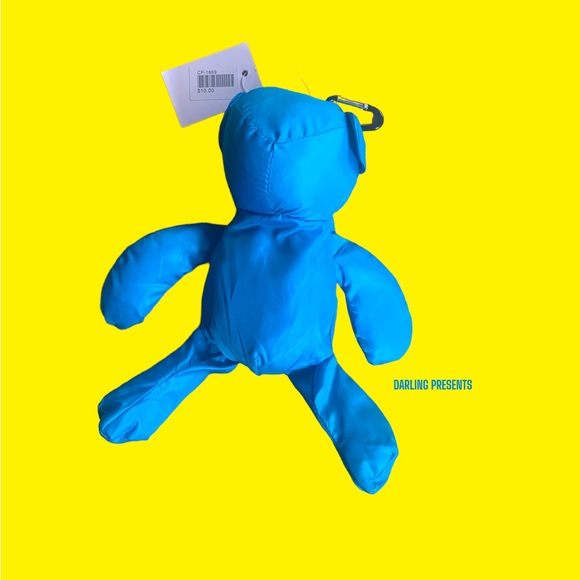 BEAR KEYCHAIN TOTE BAG COLOR BLUE SIZE 16.5 X 13.5 - Picture 1 of 5